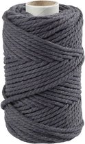 Macramé koord, grijs, L: 55 m, d: 4 mm, 330 gr/ 1 rol