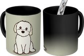 Magische Mok - Foto op Warmte Mok - een witte puppy - 350 ML - Uitdeelcadeautjes