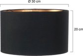 Anne Lighting lampenkap - gladde stof - gouden binnenzijde - kap Ø30 cm - 20 cm hoog - zwart