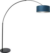 Steinhauer Sparkled Light booglamp - uittrekbaar - 155 tot 215 cm diep - zwart met blauwe kap