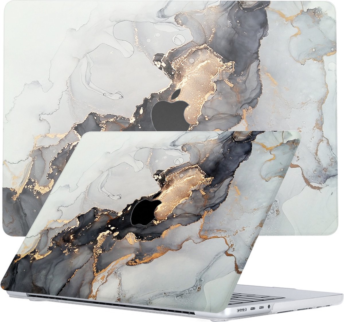 Lunso - cover hoes - Geschikt voor MacBook Pro 14 inch (2021-2023) - Marble Magnus - Vereist model A2442/A2779/A2918/A2992