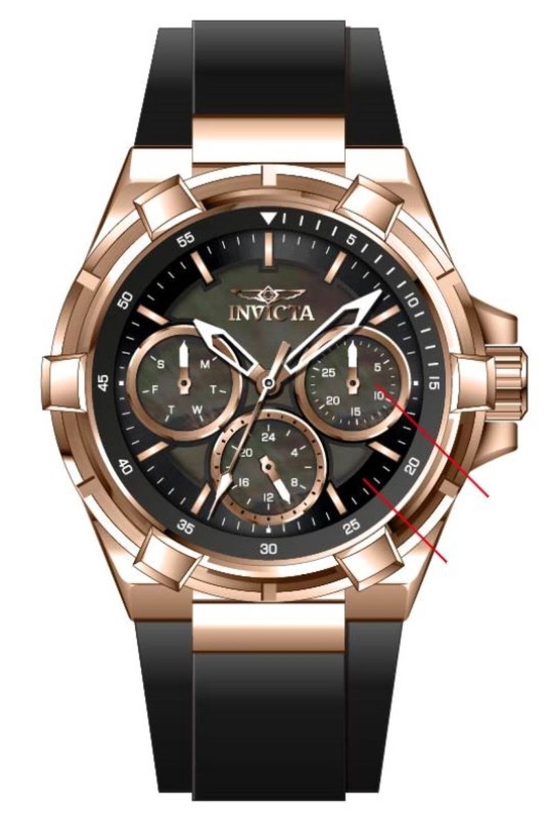 Invicta Aviator 37305 Dames Horloge - Waterdicht - Analoog - Quartz Uurwerk - Roestvrij Staal met zwarte Wijzerplaat - 36mm