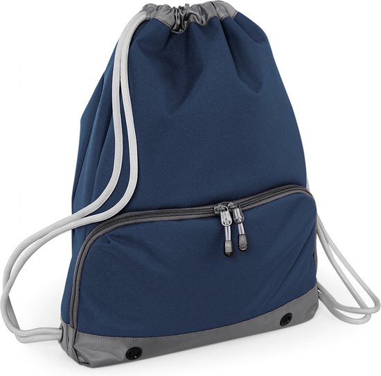 Gymtas rugtas Sporty - donkerblauw - met rijgkoord - 49 x 35 cm - 18 liter - kleine rugzak - polyester - kinderen/volwassenen