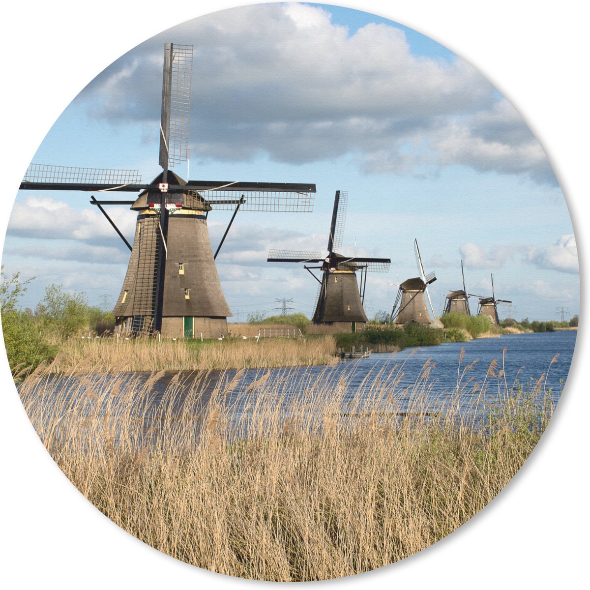 Muismat rond 20x20 cm - Mousepad Molen - Landschap - Nederland - Ronde muismatten