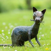 Kat - Metalen Kat - Tuindecoratie - Handgemaakt beeld - Gerecycled materiaal - Afrikaanse kunst - Metaal - Poes