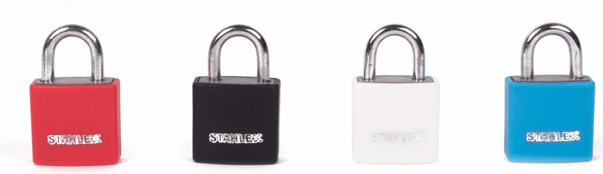 Stahlex Lichtgewicht aluminium hangslot - 20 mm - gekleurde sleutelhoesjes - 2 sleutels