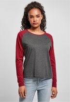 Urban Classics Longsleeve top -XS- Contrast Raglan Grijs/Bordeaux rood