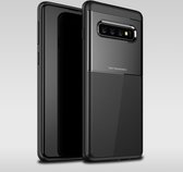 UNBREANK koolstofvezeltextuur PC + TPU onzichtbare airbag schokbestendige beschermhoes voor Galaxy S10 (zwart)