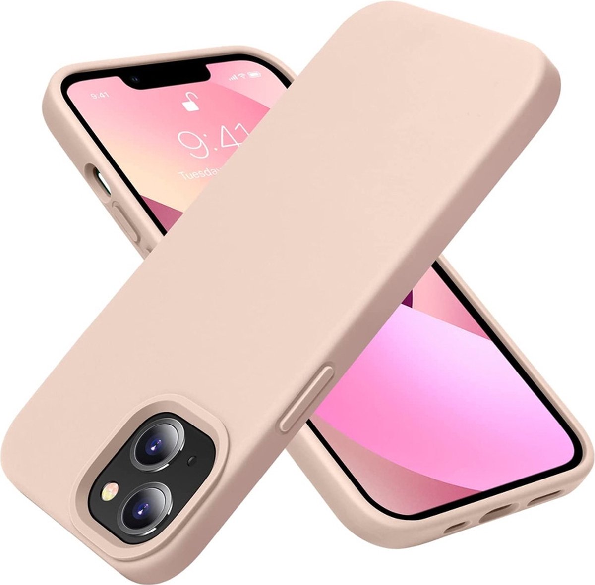 Mobiq - Liquid Silicone Case iPhone 13 - lichtroze