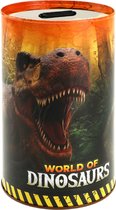 Dieren kinder spaarpot dinosaurus T-Rex 10 x 15 cm - Tyrannosaurus dino thema spaarpotten van metaal