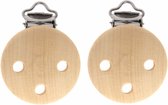 2x stuks houten speenkoord/wagenspanner clip naturel 35 mm