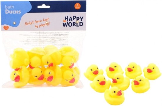 Badeendjes - 16x stuks - geel - rubber - 6 cm - badspeelgoed | bol