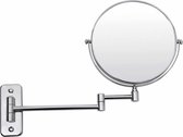 SONGMICS 10x vergrotende spiegel, cosmetische spiegel die 360 ​​° kan worden gedraaid, ronde badkamer scheerspiegel voor wandmontage, Ø 20 cm, dubbelzijdig, met opklapbare arm, uit