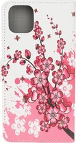 Peachy Wallet kunstleer bloemen hoesje voor iPhone 12 en iPhone 12 Pro - wit