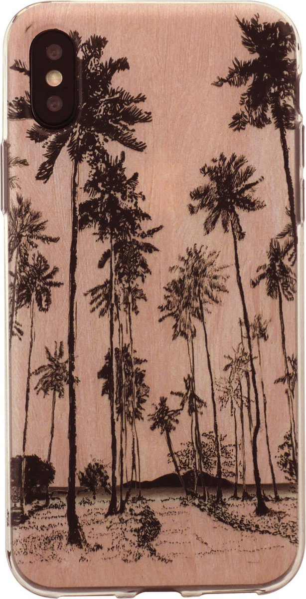Peachy Tinystories geillustreerde palmbomen hoesje geschikt voor iPhone X XS - Roze Palm Case