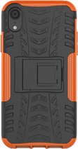 Peachy Shockproof Autoband hoesje TPU iPhone XR Case met Standaard - Oranje