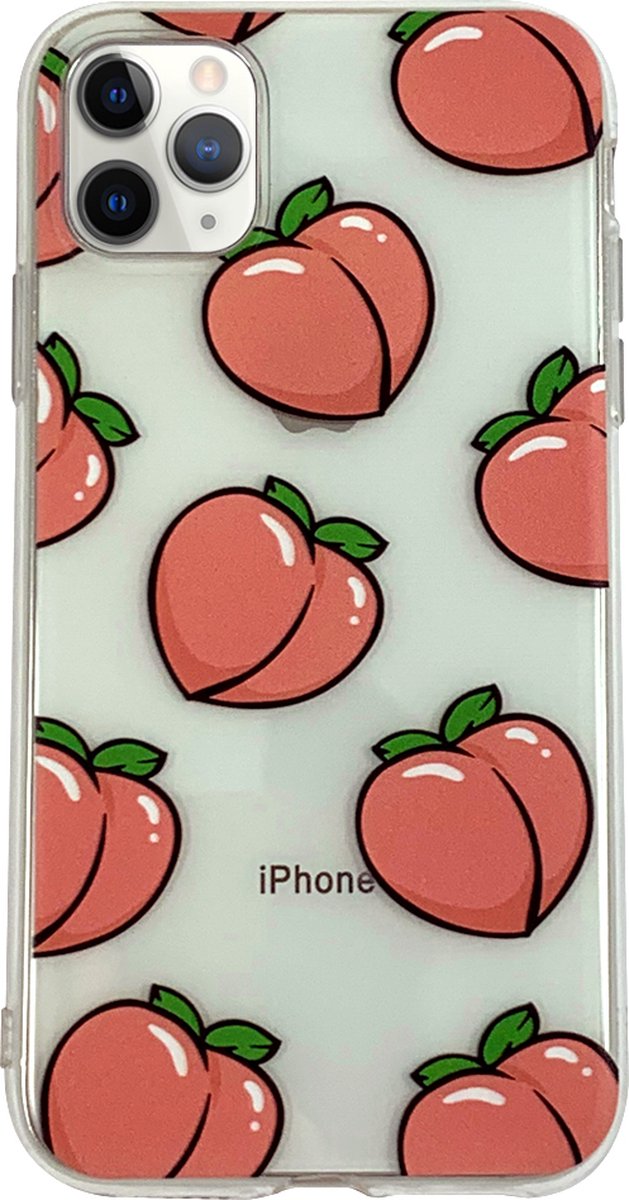 Peachy Perziken geschikt voor iPhone 11 Pro Max TPU hoesje - Transparant Roze Flexibel