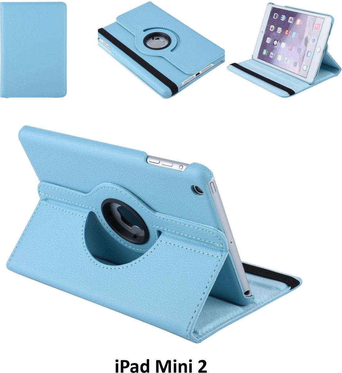 Apple iPad Mini 2-3 Blauw 360 graden draaibare hoesje - Book Case Tablethoes