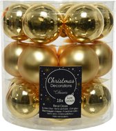 18x petites boules de Noël verre doré 4 cm - mat/brillant - Décorations pour sapins de Noël