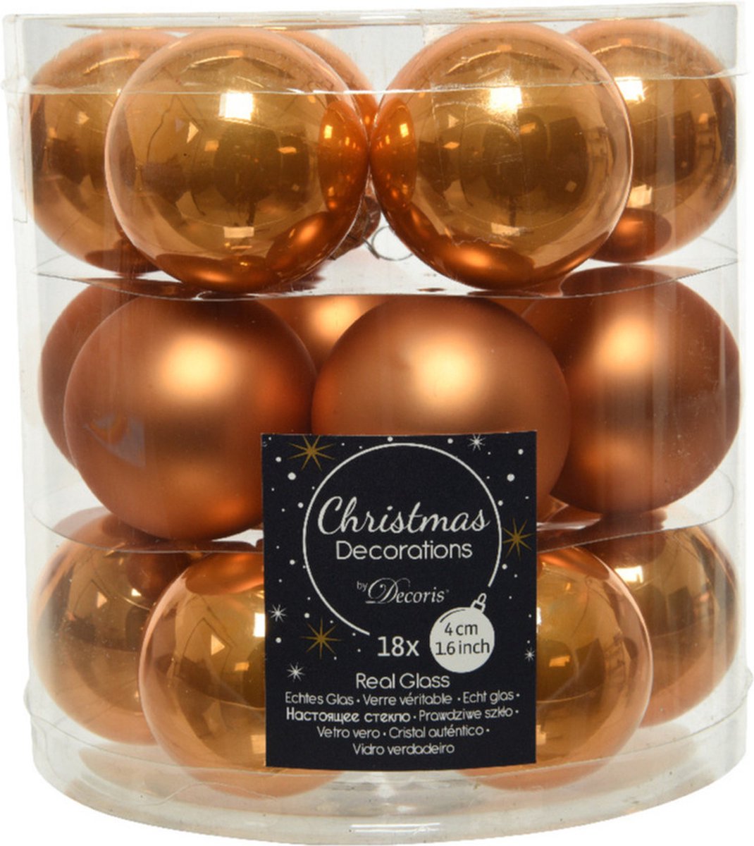 Decoris Kleine kerstballen - 18x st - cognac bruin - D4 cm - glas - kerstversiering Decoris Kleine kerstballen - 18x st - cognac bruin - D4 cm - glas - kerstversiering - Image 1