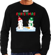 Merry Christmas sneeuwpoppen mijne is groter foute Kersttrui - zwart - heren - Kerstsweaters / Kerst outfit S