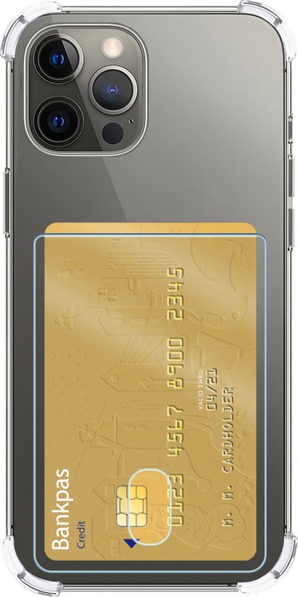 Coque transparente pour iPhone 13 Pro Max avec une carte dorée et découpes pour appareil photo.