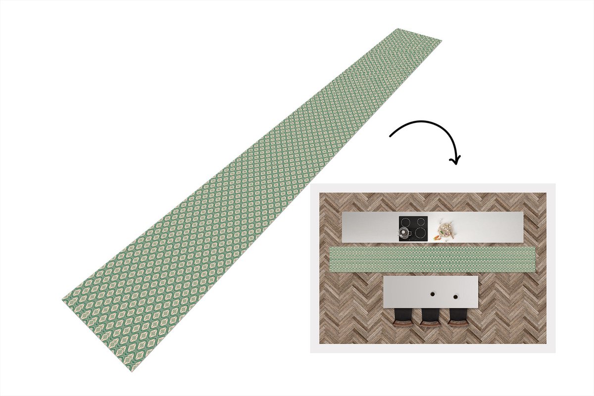 KitchenYeah Keukenloper - Keukenmat - Sneeuwvlok - Winter - Vintage - Patroon - Kerst - Keuken vloerkleed multicolor, foto 3