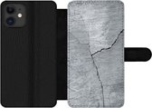 Bookcase Geschikt voor iPhone 12 Pro Max telefoonhoesje - Beton print - Grijs - Scheur - Met vakjes - Wallet case met magneetsluiting