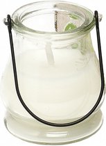 citronellakaars in glas met led 8,5 x 10 cm wit