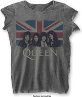 Queen Dames Tshirt -2XL- Vintage Union Jack Grijs