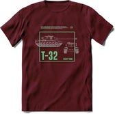 T32 Heavy tank leger T-Shirt | Unisex Army Tank Kleding | Dames / Heren Tanks ww2 shirt | Blueprint | Grappig bouwpakket Cadeau - Burgundy - L