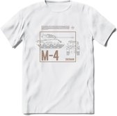 M4 Sherman leger T-Shirt | Unisex Army Tank Kleding | Dames / Heren Tanks ww2 shirt | Blueprint | Grappig bouwpakket Cadeau - Wit - S