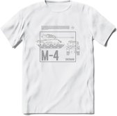 M4 Sherman leger T-Shirt | Unisex Army Tank Kleding | Dames / Heren Tanks ww2 shirt | Blueprint | Grappig bouwpakket Cadeau - Wit - 3XL