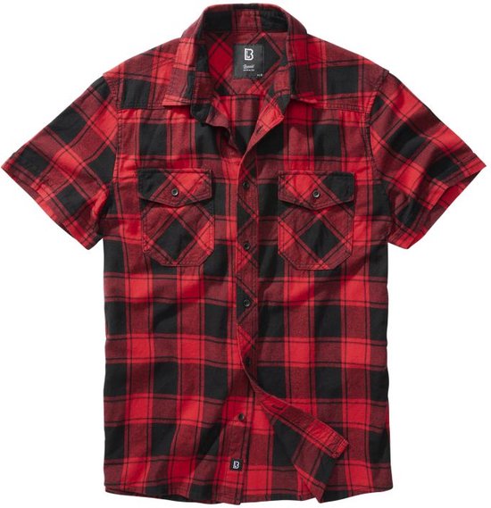 Brandit - Checkshirt Halfsleeve Overhemd - Rood/Zwart
