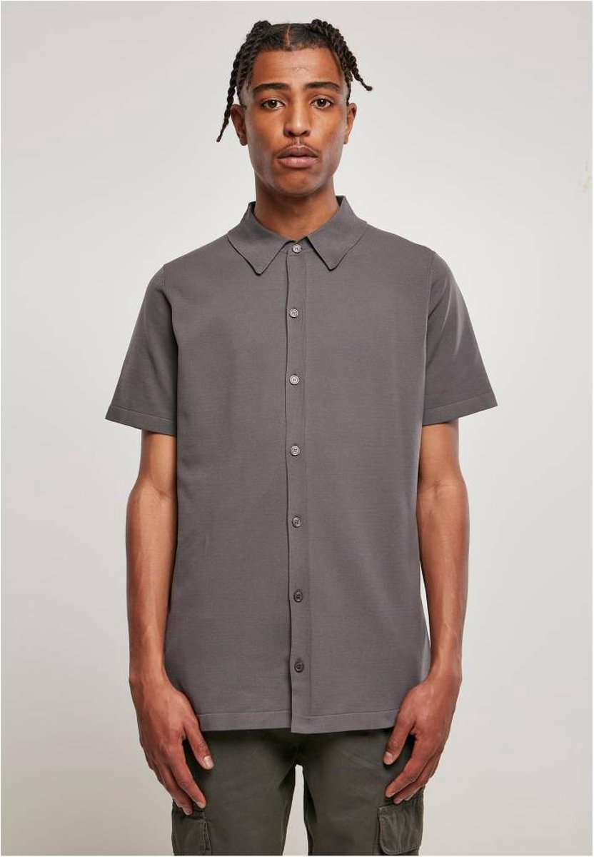 Urban Classics Overhemd -3XL- Knitted shirt Grijs