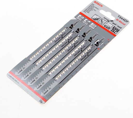 Pack De 5 Lames De Scie Sauteuse BOSCH T344DF – Bimétal, Pour Bois Dur, Coupe Nette
