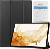 Case2go - Tablet hoes & Screenprotector geschikt voor Samsung Galaxy Tab S8 Plus - 12.4 Inch - Auto Wake/Sleep functie - Zwart