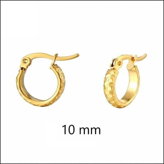 Aramat jewels ® - Bewerkte oorringetjes athene goudkleurig 10mm chirurgisch staal