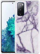 Hoesje Geschikt voor Samsung Galaxy S20 FE Wit Paars Marmer