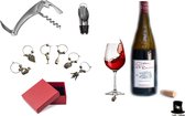 Bob Online ™ – Cadeau Setje - 6 Wijnglasmarkeerders + Wijnschenker/Wijnstopper in- een + Kurkentrekker - Glasmarkeerders – Wijnglas Herkenners – Wijnschenker – Wijnstopper – Flesopener – Kurkentrekker – Wine Glass Markers – Wine Stopper – Wine Pourer