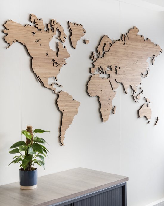 Carte du monde en Bamboe 160 x 86 cm