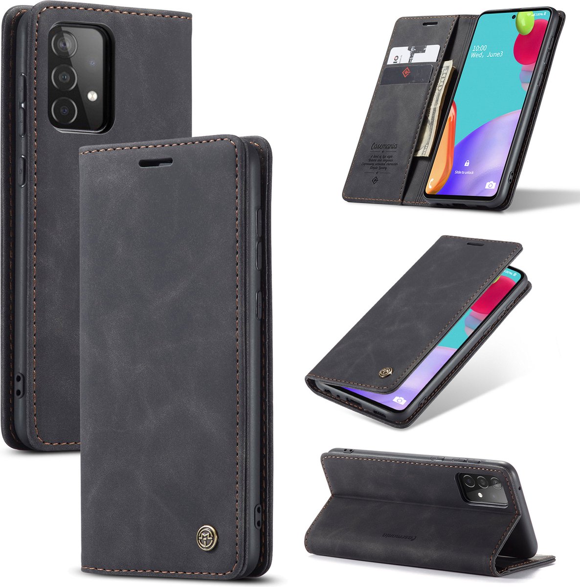 Samsung Galaxy A52 & A52S Caseme Hoesje Charcoal Gray - Portemonnee Book Case