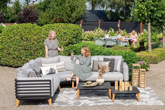 Foto: Garden impressions carmen loungeset 5 delig donker grijs teak look