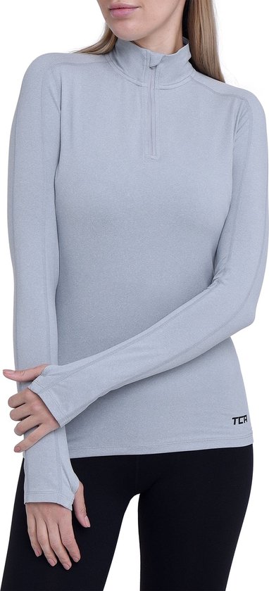 Fusion Top met Lange Mouwen en Halve Rits voor Dames - Grey Heather (Gris)