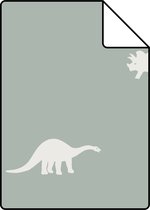 Proefstaal ESTAhome behang dinosaurussen vergrijsd mintgroen - 139284 - 26,5 x 21 cm