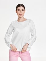 TAIFUN Dames Blouse met geplooide mouwen Weiß-36