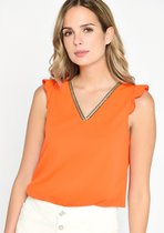 LOLALIZA Top met V-hals - Oranje - Maat XS