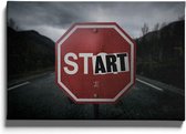 Walljar - Stop Sign (Night) - Muurdecoratie - Canvas schilderij