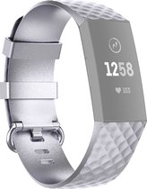 Mobigear Siliconen Watch bandje geschikt voor Fitbit Charge 3 Bandje Gespsluiting | Mobigear Cross - Zilver