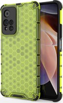 Xiaomi Redmi Note 11 Pro Hoesje - Mobigear - Honeycomb Serie - Hard Kunststof Backcover - Groen - Hoesje Geschikt Voor Xiaomi Redmi Note 11 Pro